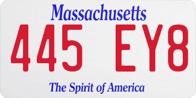 MA license plate 445EY8
