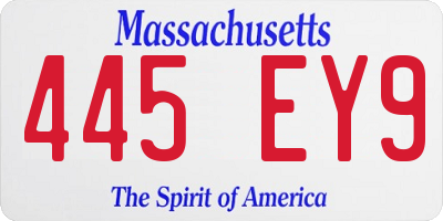 MA license plate 445EY9