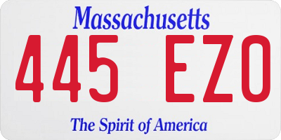 MA license plate 445EZ0
