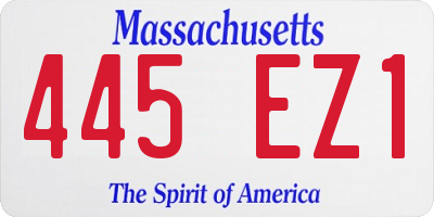 MA license plate 445EZ1