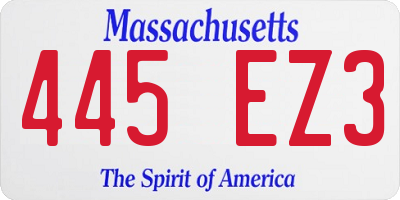 MA license plate 445EZ3