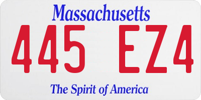 MA license plate 445EZ4