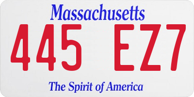 MA license plate 445EZ7