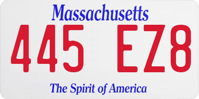 MA license plate 445EZ8