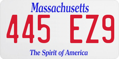 MA license plate 445EZ9