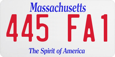 MA license plate 445FA1