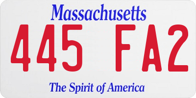 MA license plate 445FA2