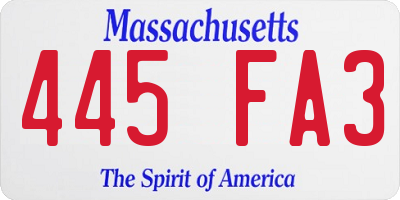 MA license plate 445FA3
