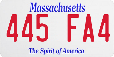 MA license plate 445FA4