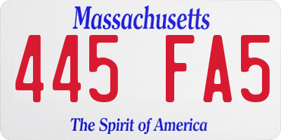 MA license plate 445FA5
