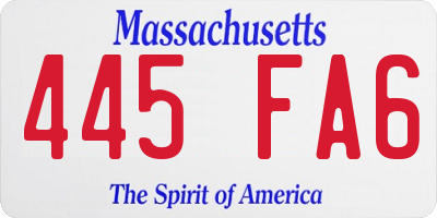 MA license plate 445FA6