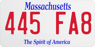 MA license plate 445FA8