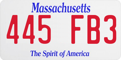 MA license plate 445FB3