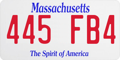 MA license plate 445FB4