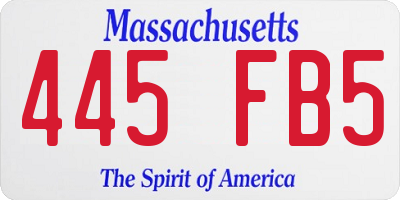 MA license plate 445FB5