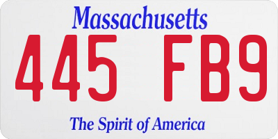 MA license plate 445FB9