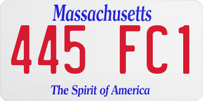 MA license plate 445FC1