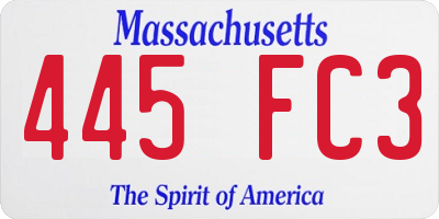 MA license plate 445FC3