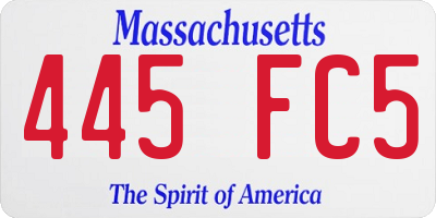 MA license plate 445FC5