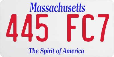 MA license plate 445FC7