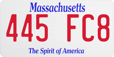 MA license plate 445FC8