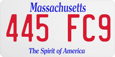 MA license plate 445FC9