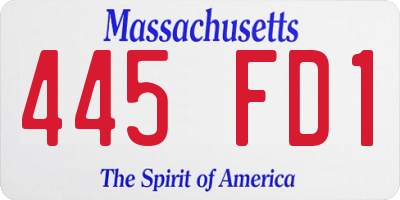 MA license plate 445FD1
