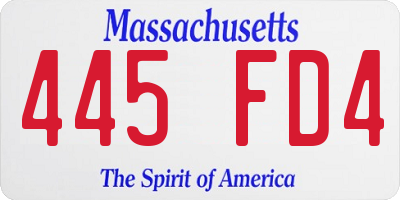 MA license plate 445FD4