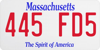 MA license plate 445FD5