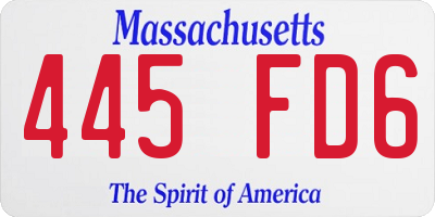 MA license plate 445FD6