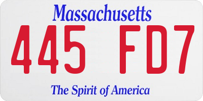 MA license plate 445FD7