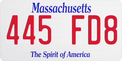 MA license plate 445FD8