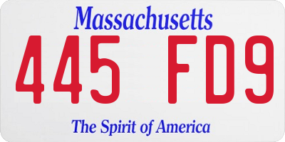 MA license plate 445FD9