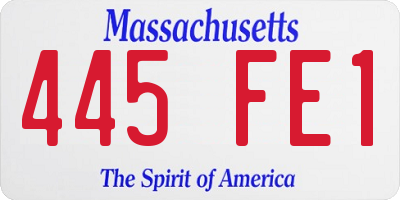 MA license plate 445FE1