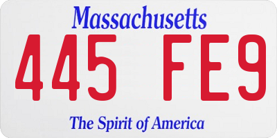 MA license plate 445FE9