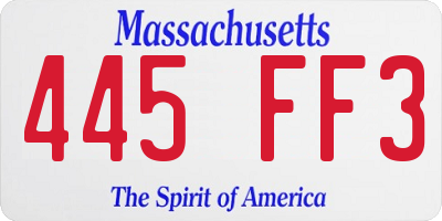 MA license plate 445FF3