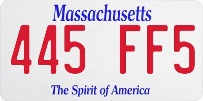 MA license plate 445FF5