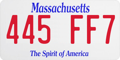 MA license plate 445FF7