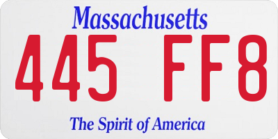 MA license plate 445FF8