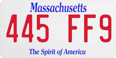 MA license plate 445FF9