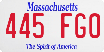 MA license plate 445FG0
