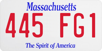 MA license plate 445FG1