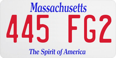 MA license plate 445FG2