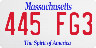 MA license plate 445FG3