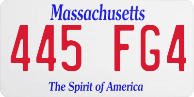 MA license plate 445FG4