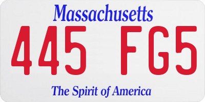 MA license plate 445FG5