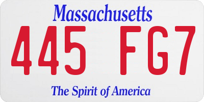 MA license plate 445FG7