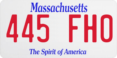 MA license plate 445FH0