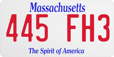 MA license plate 445FH3