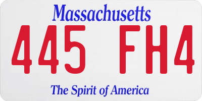 MA license plate 445FH4